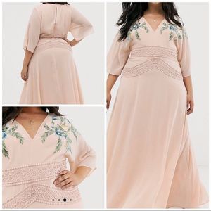 COPY - Maxi Dress with Embroidered Bodice & Lace …